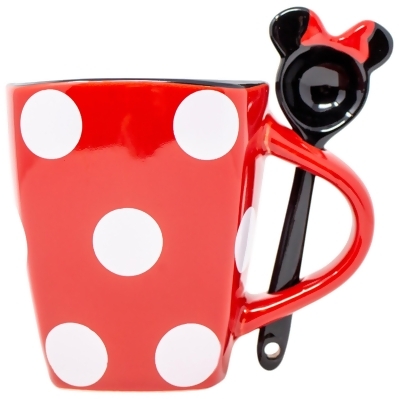 Disney Minnie Mouse Dress Polka Dots 11oz Mug With Spoon 