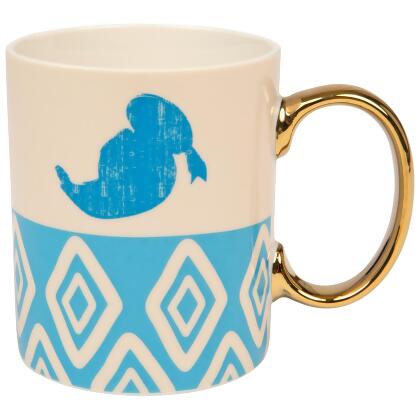 Disney Donald Duck Pattern With Gold Handle 11 Ounce Ceramic Mug 