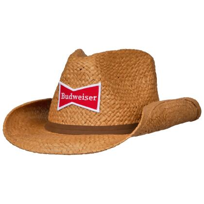 Budweiser Straw Cowboy Hat With Brown Band