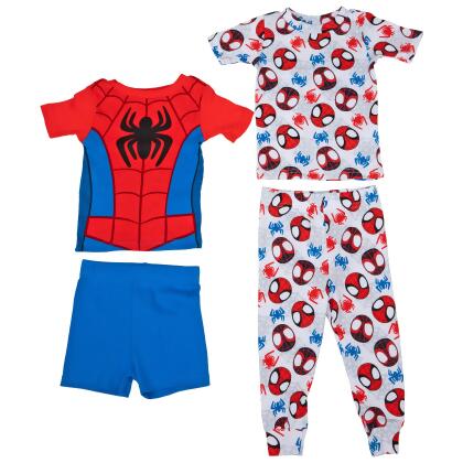 Marvel Comics Spider-Man Costume and AOP Toddler 4-Piece Pajama Set