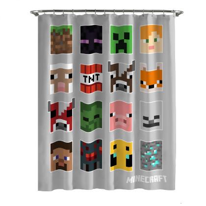 Minecraft Mobs and Blocks Shower Curtain 