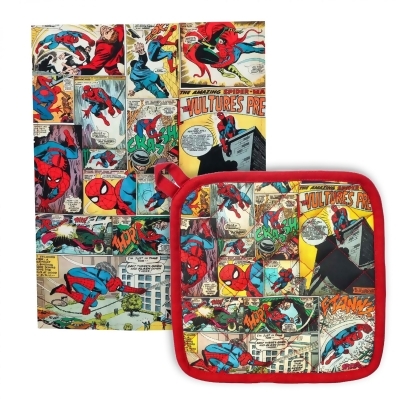 Marvel Comics Spider-Man Retro Comic Panels Tea Towel and Hot Pad 