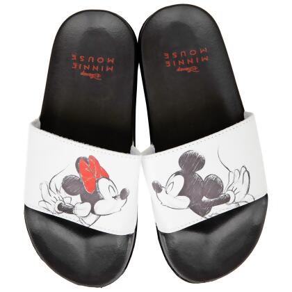 Disney Mickey Mouse and Minnie Mouse Sharing a Kiss Women's Flip Flop Slides 