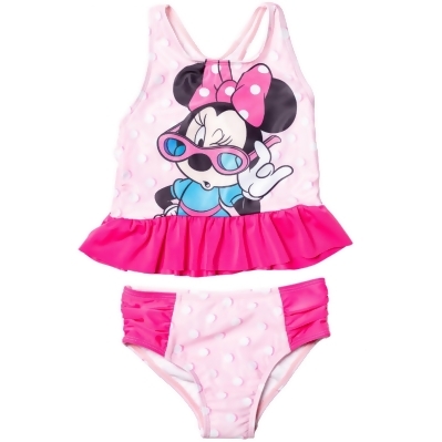 Disney Minnie Mouse Shade Pink Polka Dots Toddler Tankini Swimsuit Set 
