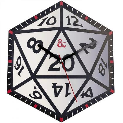 Dungeons and Dragons D20 Dice 12 Inch Metal Wall Clock