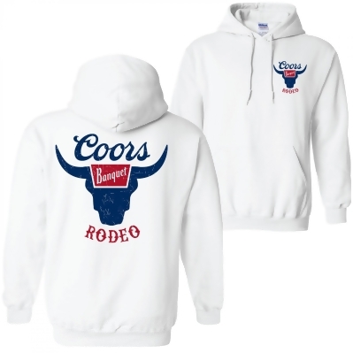 Coors Rodeo Front and Back Logo White Sweatshirt Hoodie 