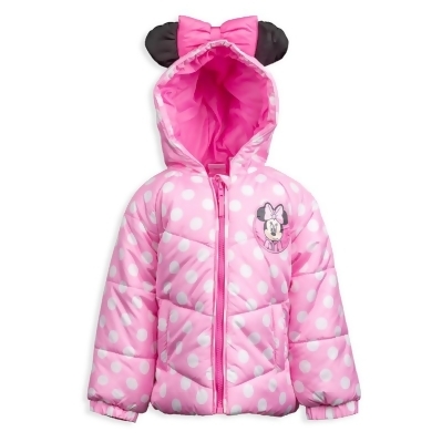 Minnie Mouse Polka Dots Toddler Girl's Jacket Coat with Ears and Bow 