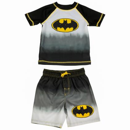 Batman Logo Toddler Swim Shorts and Rash Guard Set alternate image