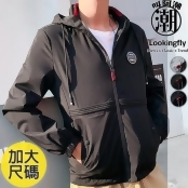 叫阿潮-大尺碼 素色抽繩胸口徽章造型連帽外套【TGKJ8853】 叫阿潮-大尺碼 素色抽繩胸口徽章造型連帽外套【TGKJ8853】