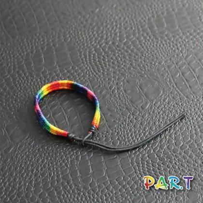 PAR.T | RAINBOW LGBT PRIDE SERIES-6-COLOR WEAVING BRACELET(BLACK) 