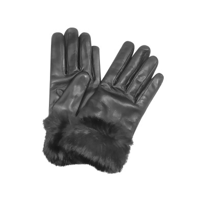 womens fur lined black leather gloves