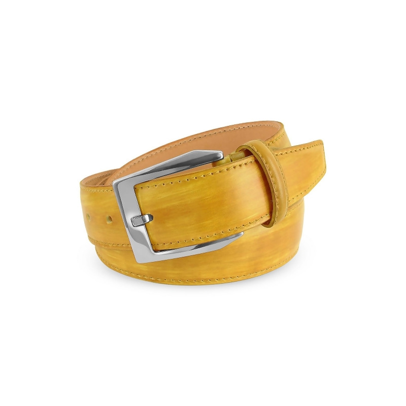 yellow leather belt mens