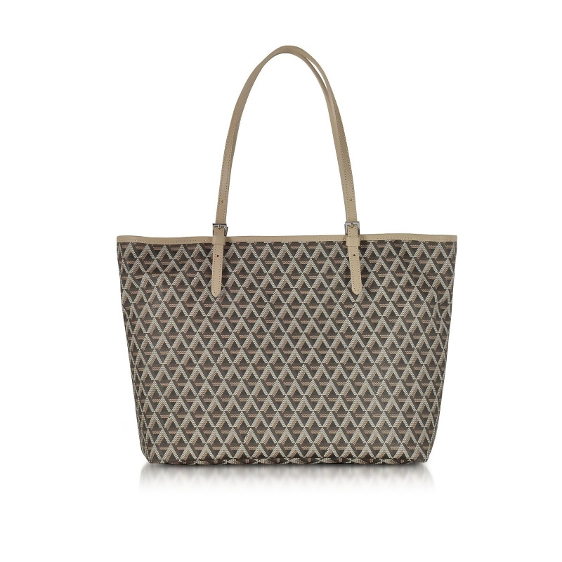 Lancaster Paris Designer Handbags, Ikon Brown & Nude Coated Canvas and Leather Tote Bag from ...