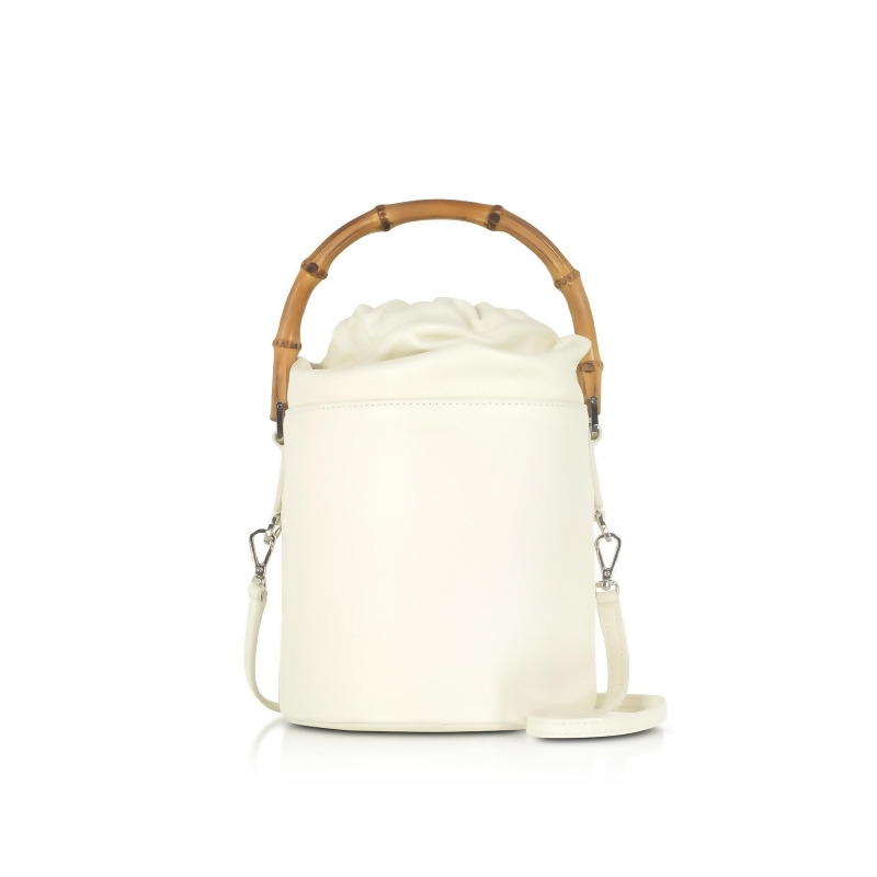 Jil Sander Designer Handbags Soft Leather Small Bucket Bag W Bamboo Handle From Forzieri Singapore At Shop Com Sg