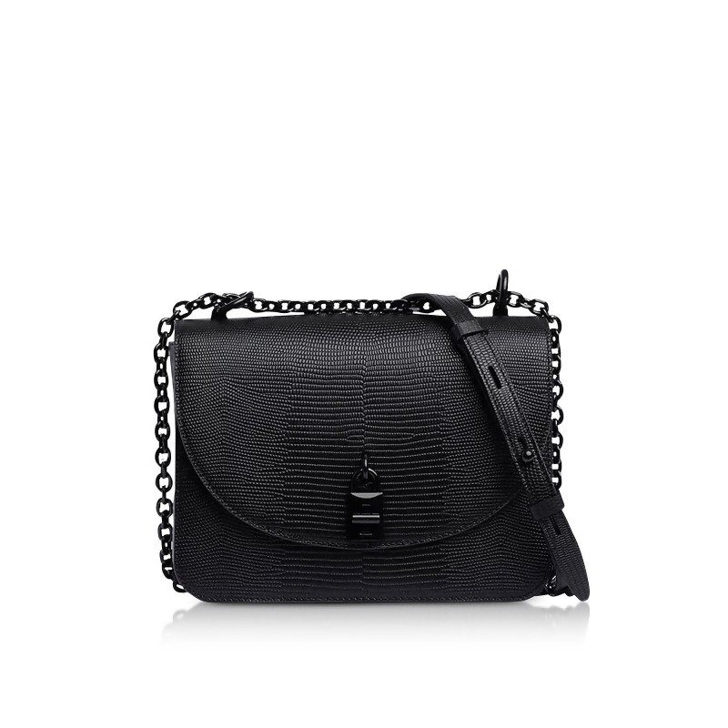 designer black leather crossbody bag