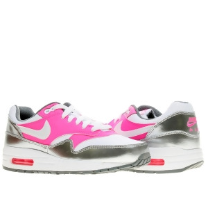 Nike Air Max 1 Gs White/Pink Pow Girls' Running Shoes 653653-108 - 7 Grade School