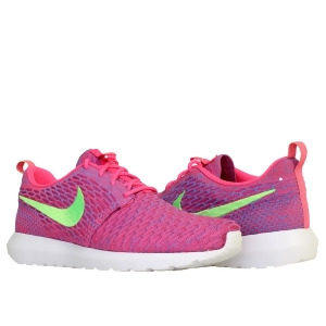 Nike Flyknit Rosherun Pink Flash/ Lime-Club Pink Men's Running Shoes 677243-601 - 9.5