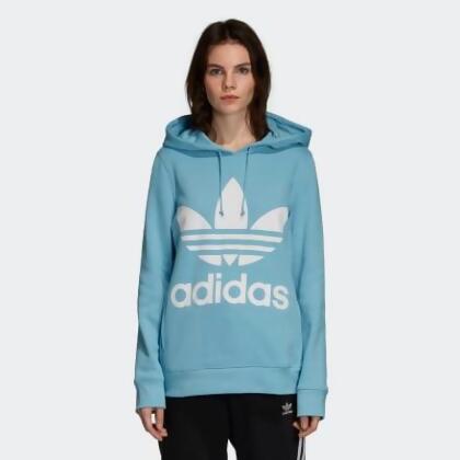 adidas trefoil hoodie blue