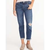 Mid-Rise Boyfriend Straight Distressed Jeans for Women Mid-Rise Boyfriend Straight Distressed Jeans for Women
