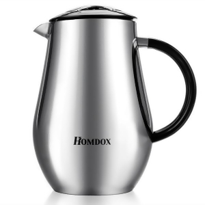 Homdox Double Wall Stainless Steel Press Pot Coffee Tea Maker Cup Carafe Kettle with No Drip Spout - All