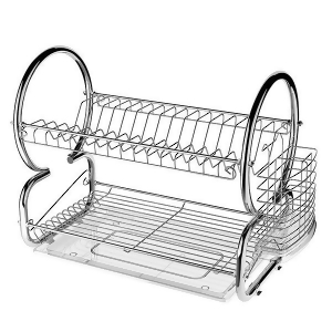 Home Kitchen 2 Tier Stainless Steel Dish Rack Space Saver Dish Drainer Drying Rack - All