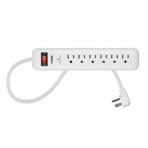6 Outlet Surge Protector Power Strip with Low-Profile Plug with 8ft Cord 1000 Joules White - All