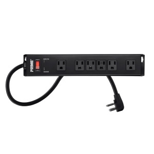 6 Outlet Metal Surge Protector Power Strip with 15ft Cord 1150 Joules Black - All