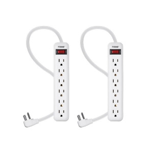 6 Outlet Power Strips with 3ft Cord White 2-Pack - All