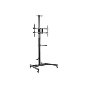 Monoprice Premium Height adjustable Tv Display Cart for 37 Displays max 110 lbs with Portrait-to-Landscape Rotation | Hand Crank Height Adjustment | C