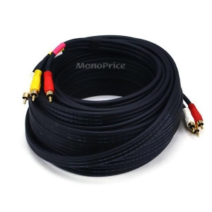 Monoprice 50ft Triple Rca Stereo Video Dubbing Composite Cable 3x Rg59u - All