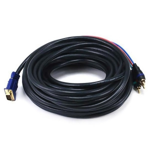 Monoprice 50ft Vga to 3 Rca Component Video Adapter for Projectors - All