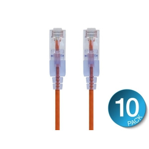 Monoprice SlimRun Cat6A Ethernet Patch Cable Network Internet Cord Rj45 550Mhz Utp Pure Bare Copper Wire 10G 30Awg 7ft Orange 10-Pack - All
