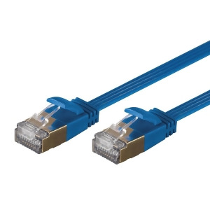 Monoprice SlimRun Cat6A Ethernet Patch Cable Network Internet Cord Rj45 Flat Stranded Stp Pure Bare Copper Wire 36Awg 40ft Blue - All