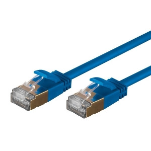 Monoprice SlimRun Cat6A Ethernet Patch Cable Network Internet Cord Rj45 Stranded Stp Pure Bare Copper Wire 36Awg 50ft Blue - All