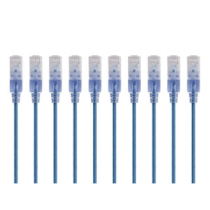Monoprice SlimRun Cat6A Ethernet Patch Cable Network Internet Cord Rj45 Stranded 550Mhz Utp Pure Bare Copper Wire 10G 30Awg 5ft Blue 10-Pack - All