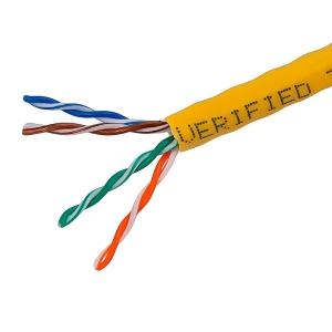 Monoprice Cat5e Ethernet Bulk Cable Network Internet Cord Solid 350Mhz Utp Cmr Riser Rated Pure Bare Copper Wire 24Awg No Logo 1000ft Yellow - All