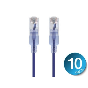 Monoprice SlimRun Cat6A Ethernet Patch Cable Network Internet Cord Rj45 550Mhz Utp Pure Bare Copper Wire 10G 30Awg 7ft Purple 10-Pack - All