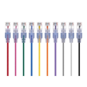 Monoprice SlimRun Cat6A Ethernet Patch Cable Network Internet Cord Rj45 Stranded Utp Pure Bare Copper Wire 30Awg 5ft 10-Color 10-Pack - All