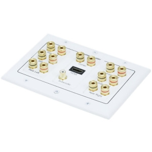 Monoprice 3-Gang 7.1 Surround Sound Distribution Wall Plate White With Hdmi For Home Theater Speaker Wire And More - All