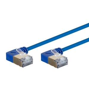 Monoprice SlimRun Cat6A Ethernet Network Cable/Cord Blue 30ft | 90 Degree Angled 36Awg S/stp - All