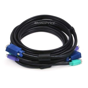 Monoprice Molded 3-In-1 Kvm Cables Svga Ps/2 M/m 10Ft Black - All
