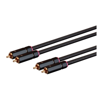 Monoprice Male RCA Two Channel Stereo Audio Cable - 6 Feet - Black, Gold Plated Connectors, Double Shielded With Copper Braiding - Onix Series 