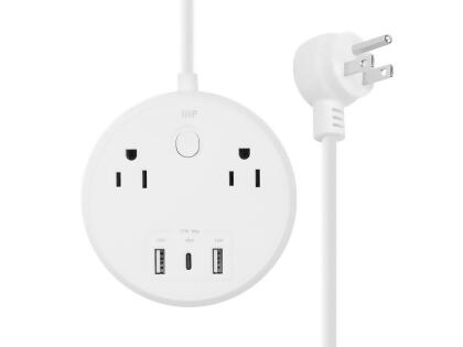 Monoprice USB-C Power Strip, 2 Outlets and 57W 3 USB with 5-Foot Extension Cord, Compact Travel Size, for MacBook Pro, iPad Pro, iPhone, and Galaxy 