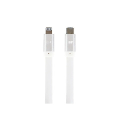 Monoprice Apple MFi Certified Flat Lightning to USB Type-C and Sync Cable - 6 Feet - White | Compatible with iPod, iPhone, iPad w/ Lightning Connector 