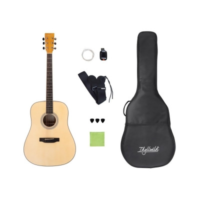 Monoprice SGI41 Spruce Top Steel String Acoustic Guitar - Natural | With Complete Accessories and Gig Bag, Full‑size Dreadnought Body - Idyllwild Series 