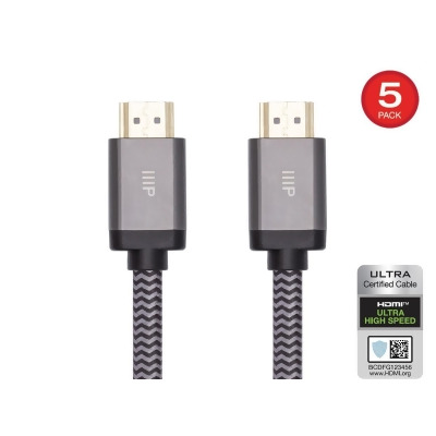 Monoprice 8K Braided HDMI 2.1 Cable - 10 Feet - Black (5 Pack) Certified Ultra High Speed, 8k@60Hz, 48Gbps, Compatible With Sony PS5 / PS5 Digital Edition / Xbox Series X & Series S and More 