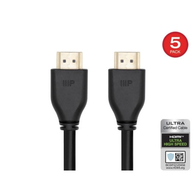 Monoprice 8K HDMI 2.1 Cable - 3 Feet - Black (5 Pack) Certified Ultra High Speed, 8k@60Hz, 48Gbps, Compatible with Sony PS5 / Microsoft / Xbox Series X & S and More 