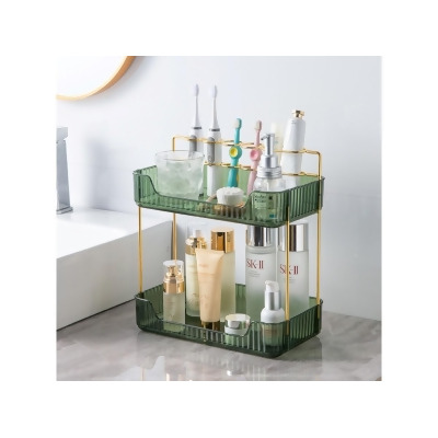 MPM 2 Tiers Storage Rack with Toothbrush Toothpaste Makeup Brush Holder, Storage Organizers, Multifunctional Stand Rack 