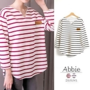 【Abbie】韓版顯瘦百搭條紋上衣/ 【Abbie】韓版顯瘦百搭條紋上衣