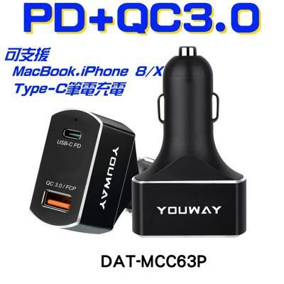 Youway Pd Qc3 0快速車用充電器可支援充macbook Pro Ipad Pro快充from 松果購物at Shop Com Tw